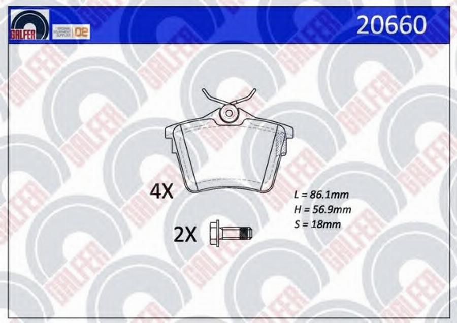 Galfer 20660 - Brake Pad Set, disc brake www.autospares.lv