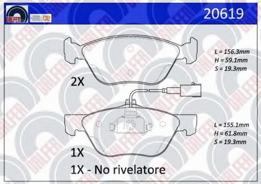 Galfer 20619 - Brake Pad Set, disc brake www.autospares.lv