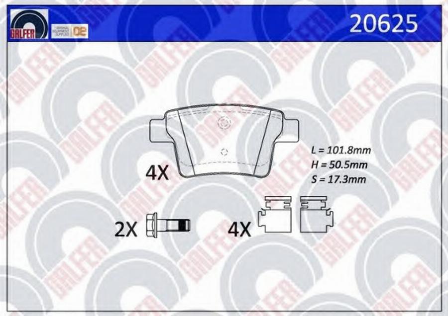 Galfer 20625 - Bremžu uzliku kompl., Disku bremzes autospares.lv