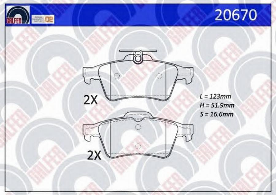 Galfer 20670 - Тормозные колодки, дисковые, комплект www.autospares.lv