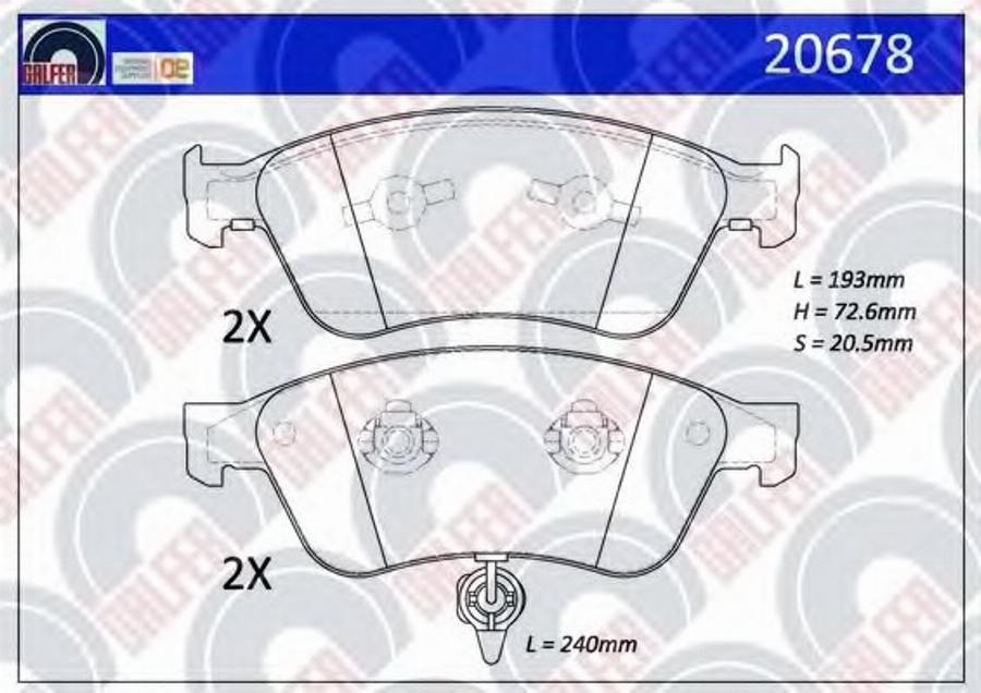 Galfer 20678 - Bremžu uzliku kompl., Disku bremzes www.autospares.lv