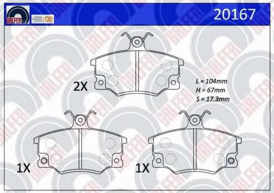 Galfer 20167 - Bremžu uzliku kompl., Disku bremzes autospares.lv