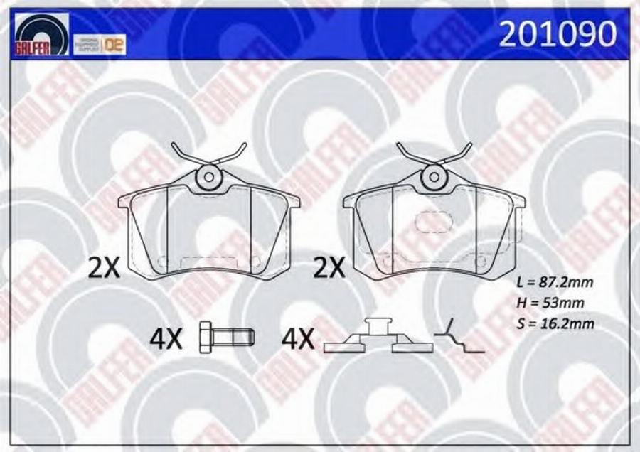 Galfer 201090 - Тормозные колодки, дисковые, комплект www.autospares.lv