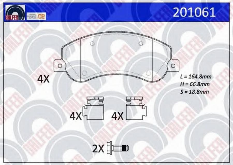 Galfer 201061 - Bremžu uzliku kompl., Disku bremzes www.autospares.lv