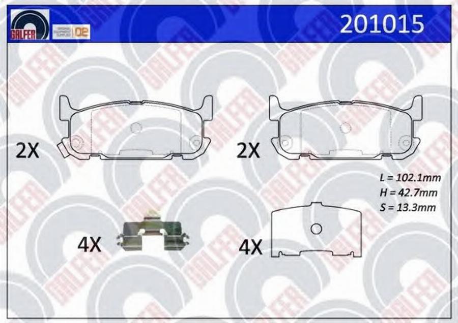 Galfer 201015 - Bremžu uzliku kompl., Disku bremzes www.autospares.lv