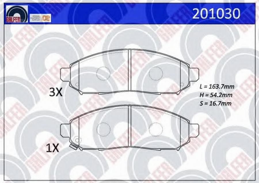 Galfer 201030 - Bremžu uzliku kompl., Disku bremzes www.autospares.lv