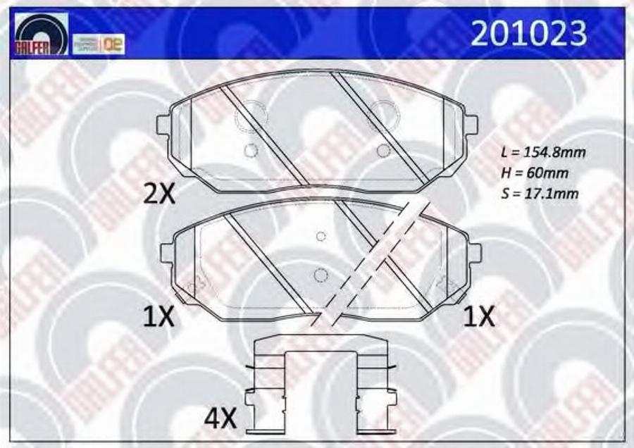 Galfer 201023 - Bremžu uzliku kompl., Disku bremzes www.autospares.lv