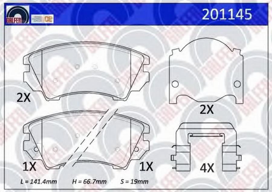 Galfer 201145 - Bremžu uzliku kompl., Disku bremzes www.autospares.lv