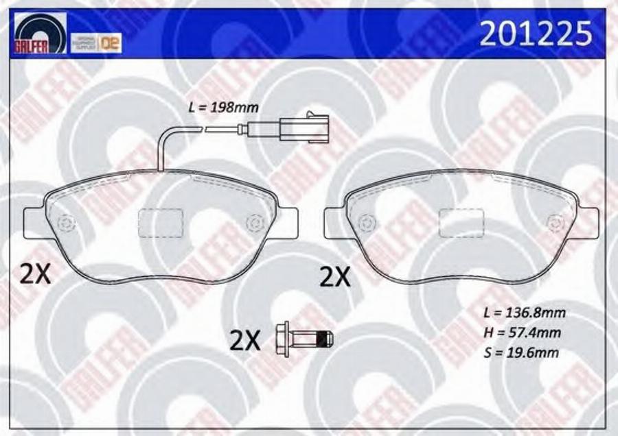 Galfer 201225 - Bremžu uzliku kompl., Disku bremzes autospares.lv