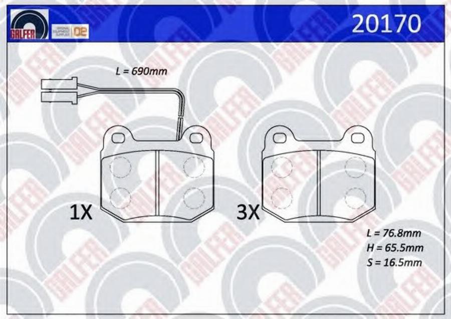 Galfer 20170 - Bremžu uzliku kompl., Disku bremzes www.autospares.lv