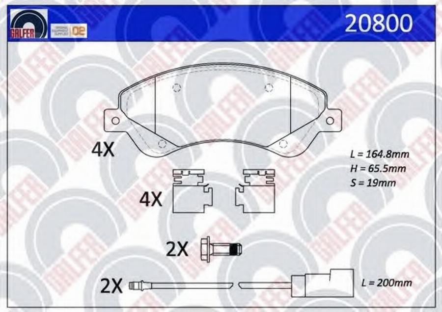 Galfer 20800 - Bremžu uzliku kompl., Disku bremzes www.autospares.lv