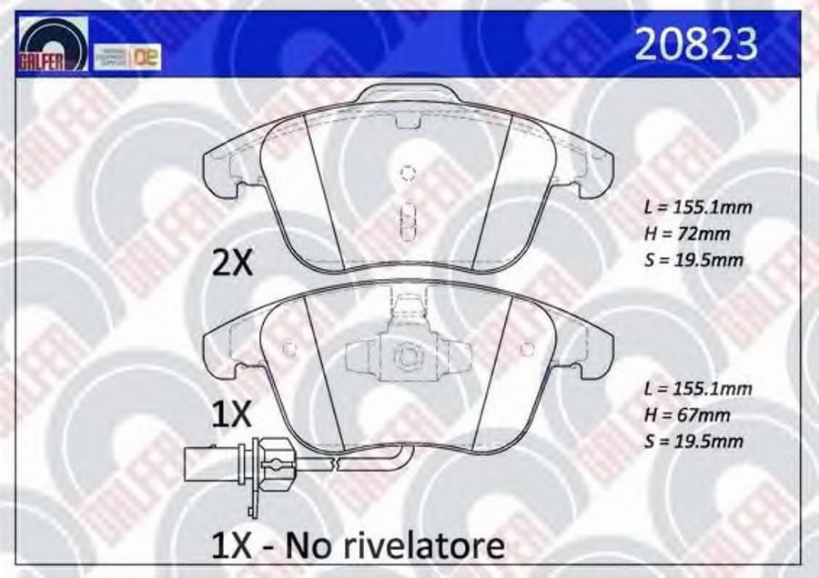 Galfer 20823 - Bremžu uzliku kompl., Disku bremzes autospares.lv