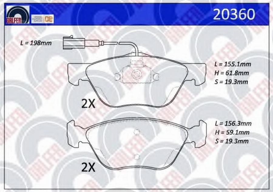 Galfer 20360 - Bremžu uzliku kompl., Disku bremzes autospares.lv