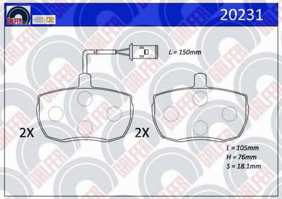 Galfer 20231 - Тормозные колодки, дисковые, комплект www.autospares.lv