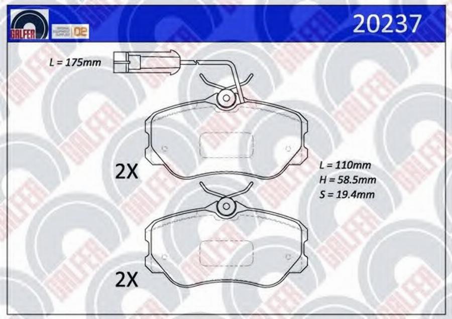 Galfer 20237 - Тормозные колодки, дисковые, комплект www.autospares.lv