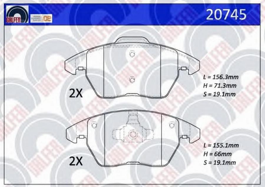 Galfer 20745 - Bremžu uzliku kompl., Disku bremzes www.autospares.lv