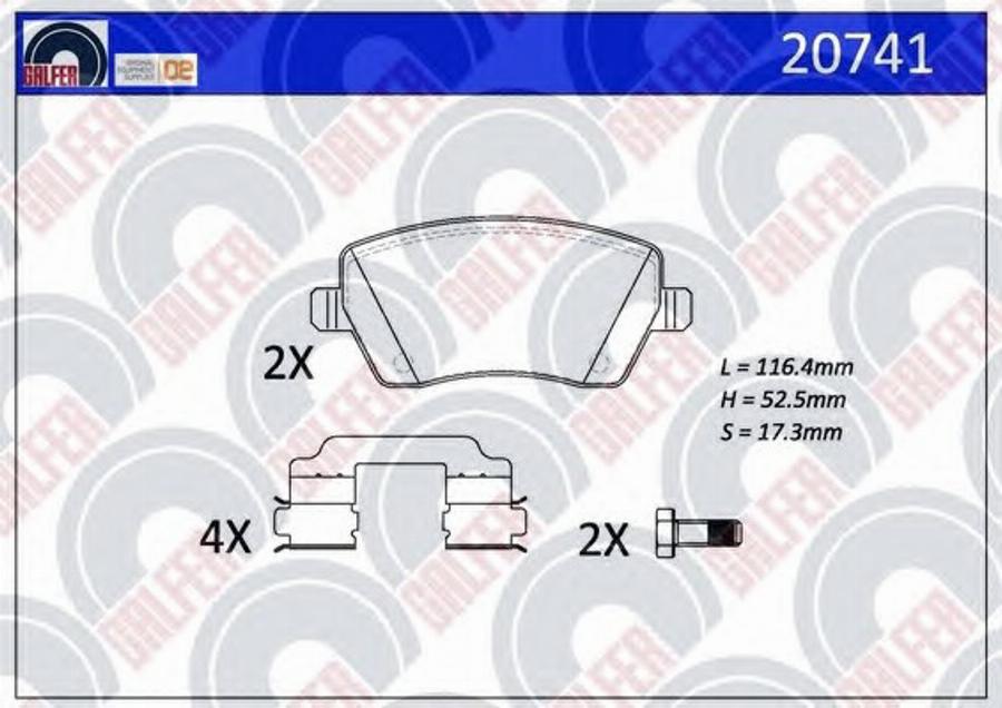 Galfer 20741 - Brake Pad Set, disc brake www.autospares.lv