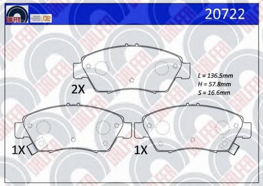 Galfer 20722 - Bremžu uzliku kompl., Disku bremzes autospares.lv