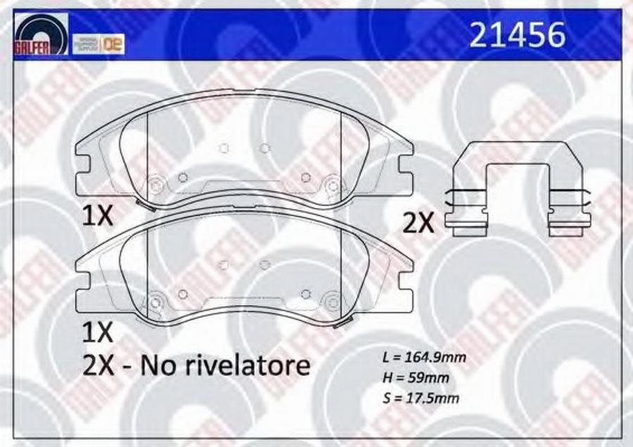 Galfer 21456 - Bremžu uzliku kompl., Disku bremzes autospares.lv