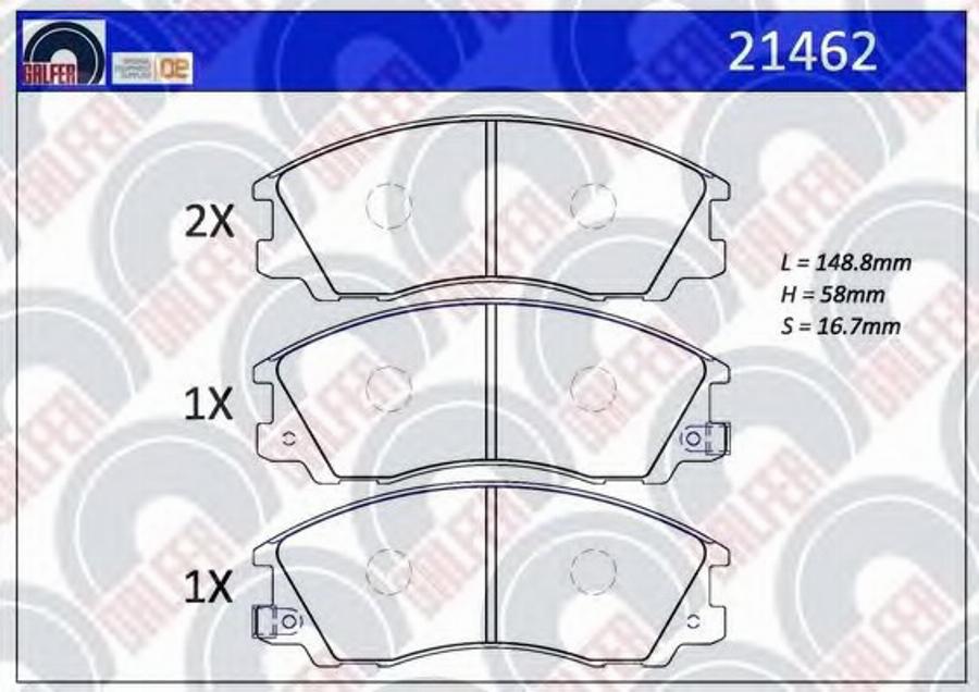 Galfer 21462 - Bremžu uzliku kompl., Disku bremzes autospares.lv