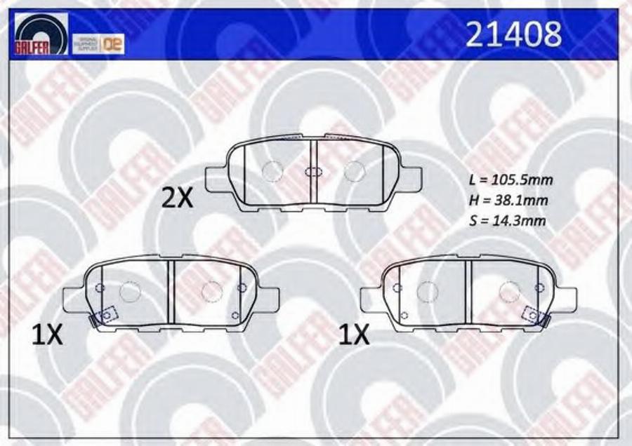 Galfer 21408 - Bremžu uzliku kompl., Disku bremzes www.autospares.lv