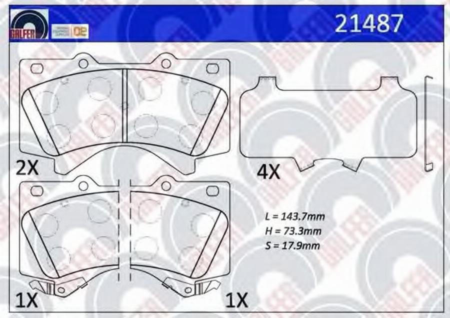 Galfer 21487 - Brake Pad Set, disc brake www.autospares.lv