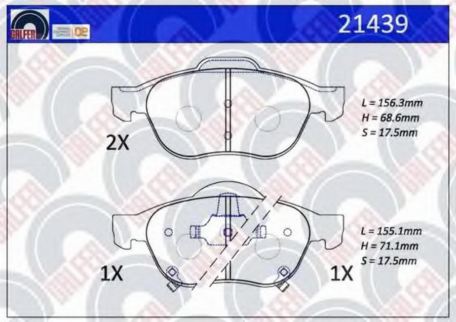 Galfer 21439 - Bremžu uzliku kompl., Disku bremzes autospares.lv