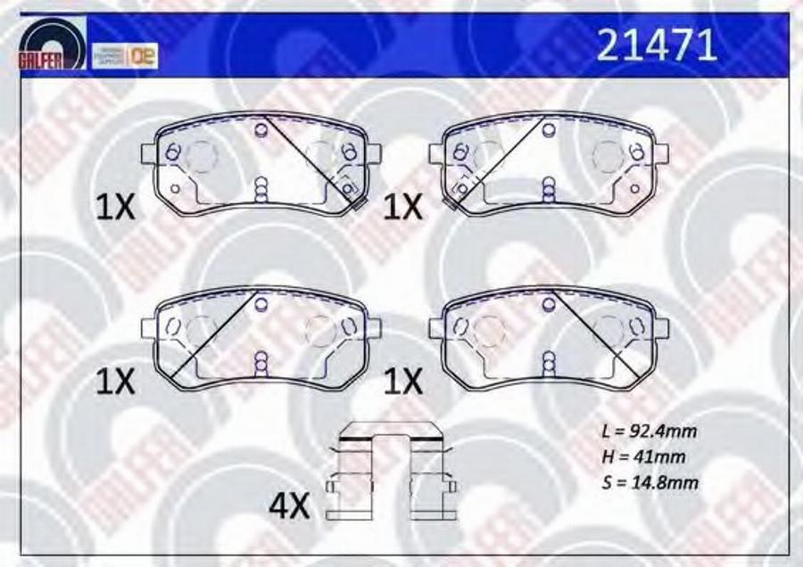 Galfer 21471 - Bremžu uzliku kompl., Disku bremzes www.autospares.lv