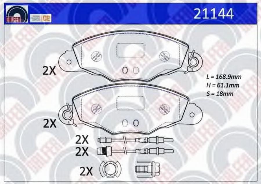 Galfer 21144 - Bremžu uzliku kompl., Disku bremzes www.autospares.lv