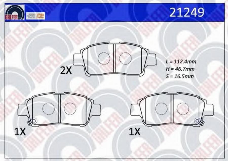 Galfer 21249 - Brake Pad Set, disc brake www.autospares.lv