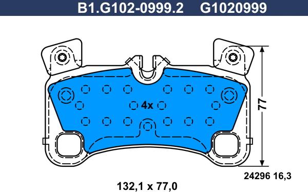 Galfer B1.G102-0999.2 - Тормозные колодки, дисковые, комплект www.autospares.lv