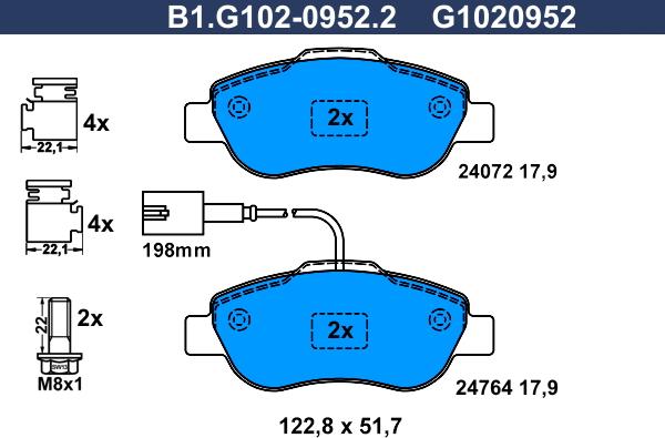 Galfer B1.G102-0952.2 - Brake Pad Set, disc brake www.autospares.lv