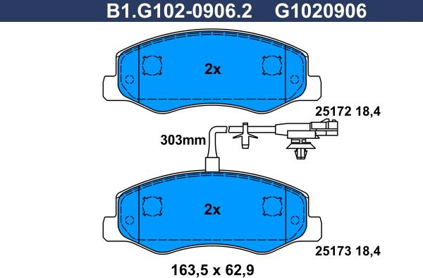 Galfer B1.G102-0906.2 - Bremžu uzliku kompl., Disku bremzes autospares.lv