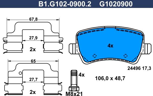 Galfer B1.G102-0900.2 - Bremžu uzliku kompl., Disku bremzes autospares.lv