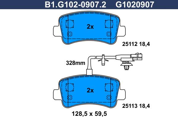 Galfer B1.G102-0907.2 - Bremžu uzliku kompl., Disku bremzes autospares.lv