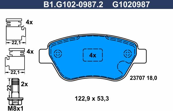 Galfer B1.G102-0987.2 - Brake Pad Set, disc brake www.autospares.lv