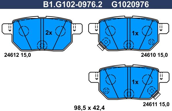 Galfer B1.G102-0976.2 - Bremžu uzliku kompl., Disku bremzes autospares.lv