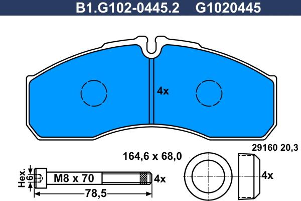 Galfer B1.G102-0445.2 - Bremžu uzliku kompl., Disku bremzes autospares.lv