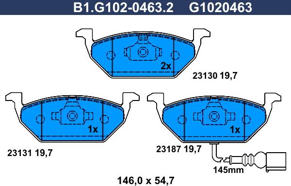 Galfer B1.G102-0463.2 - Bremžu uzliku kompl., Disku bremzes autospares.lv