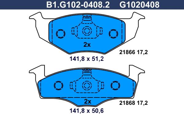 Galfer B1.G102-0408.2 - Brake Pad Set, disc brake www.autospares.lv