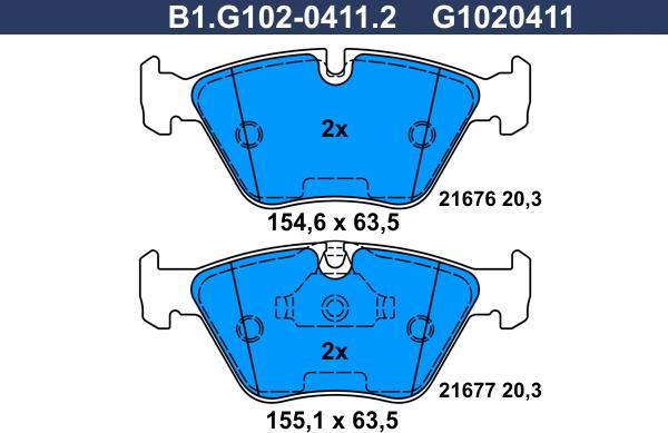 Galfer B1.G102-0411.2 - Bremžu uzliku kompl., Disku bremzes autospares.lv