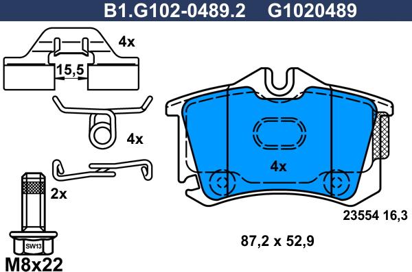 Galfer B1.G102-0489.2 - Bremžu uzliku kompl., Disku bremzes www.autospares.lv