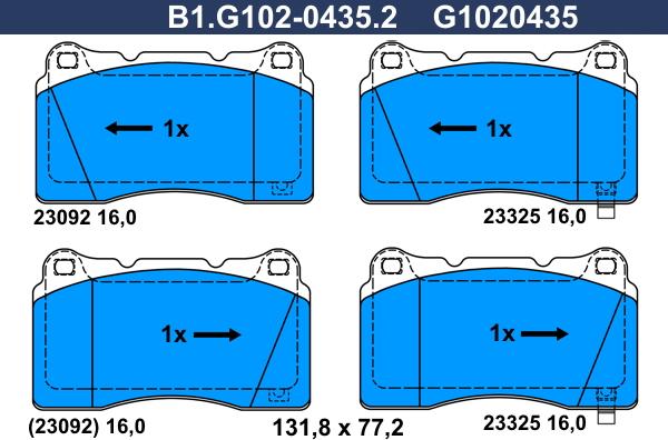 Galfer B1.G102-0435.2 - Bremžu uzliku kompl., Disku bremzes www.autospares.lv