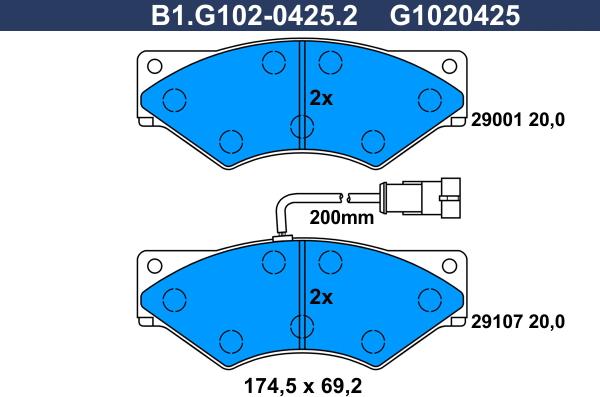 Galfer B1.G102-0425.2 - Bremžu uzliku kompl., Disku bremzes www.autospares.lv