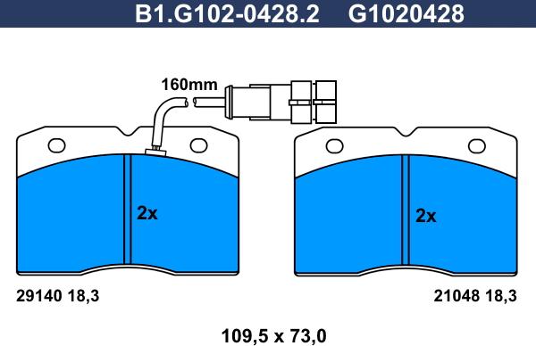 Galfer B1.G102-0428.2 - Bremžu uzliku kompl., Disku bremzes autospares.lv