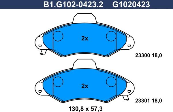 Galfer B1.G102-0423.2 - Bremžu uzliku kompl., Disku bremzes autospares.lv