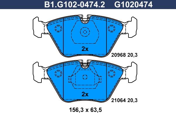 Galfer B1.G102-0474.2 - Bremžu uzliku kompl., Disku bremzes www.autospares.lv