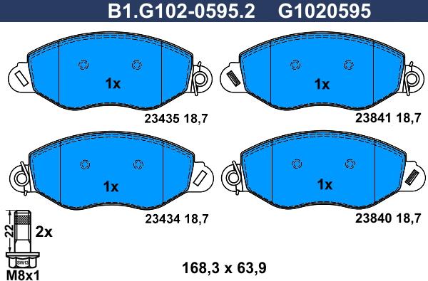 Galfer B1.G102-0595.2 - Bremžu uzliku kompl., Disku bremzes www.autospares.lv