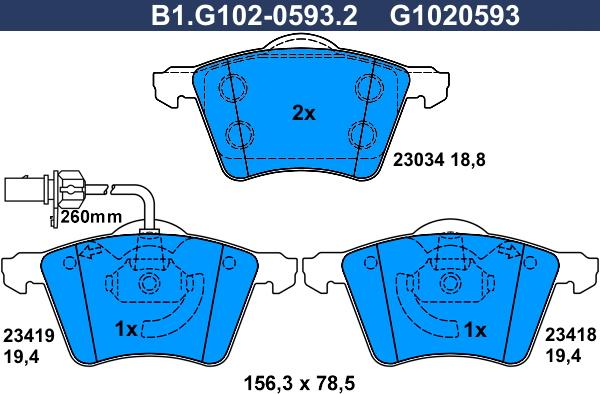 Galfer B1.G102-0593.2 - Bremžu uzliku kompl., Disku bremzes www.autospares.lv