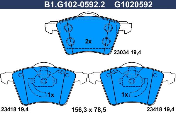 Galfer B1.G102-0592.2 - Тормозные колодки, дисковые, комплект www.autospares.lv